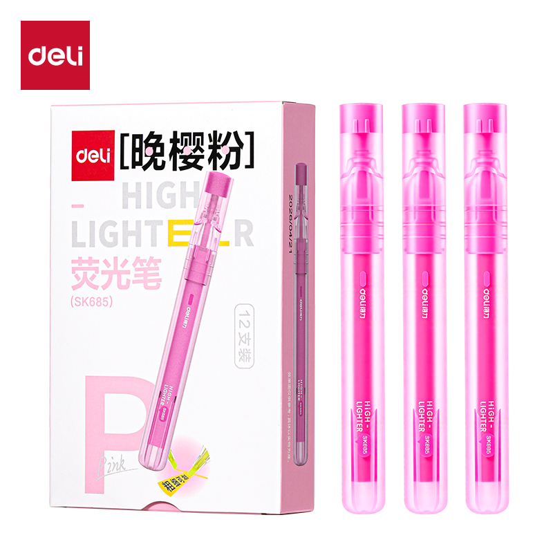 得力SK685熒光筆(晚櫻粉)(支)