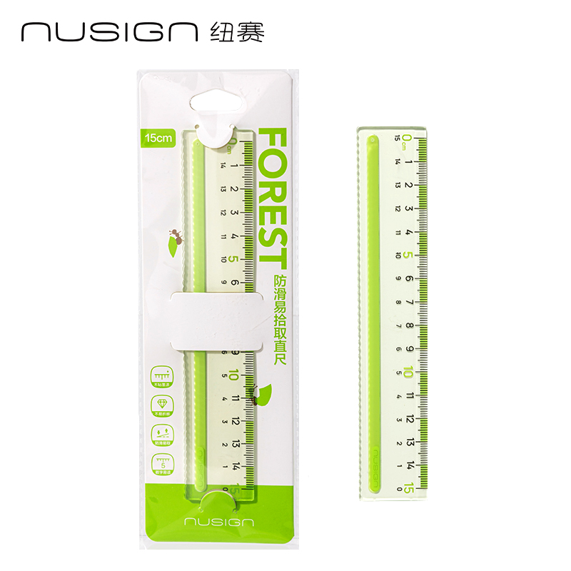 紐賽NS095-1F目愈森林防滑易拾取直尺-15cm(綠)(把)