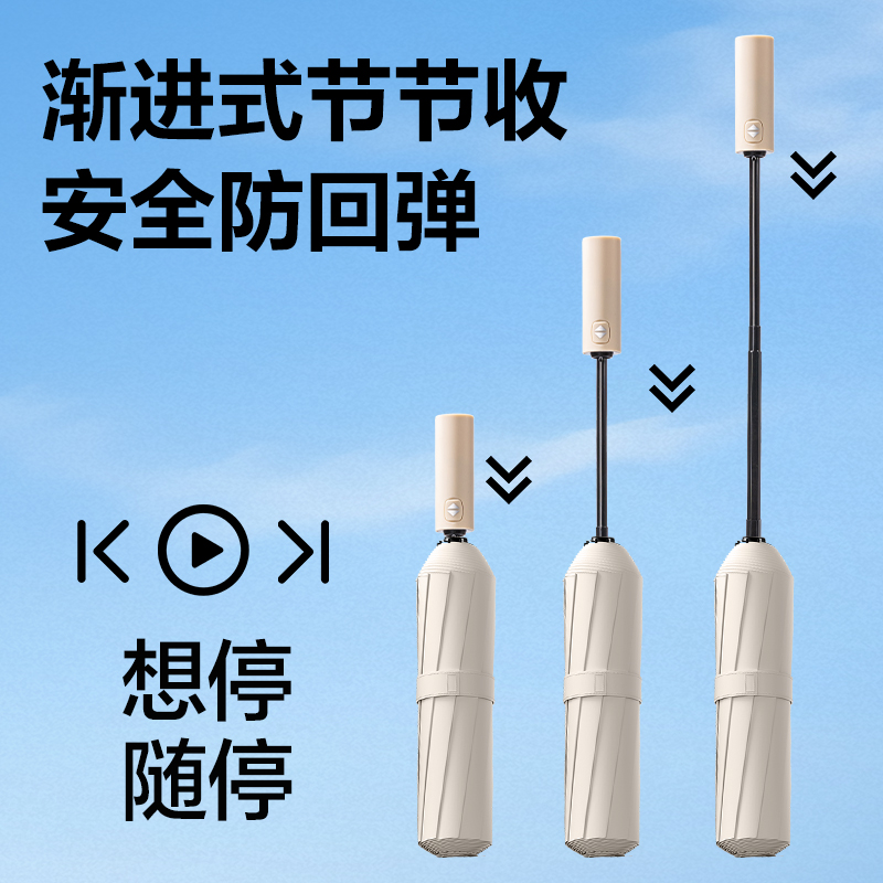 得力LY611自動晴雨傘-節(jié)節(jié)收(10K58)(米白)(把)
