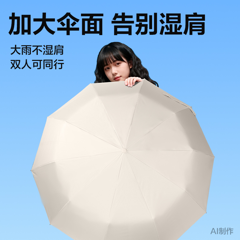得力LY611自動晴雨傘-節(jié)節(jié)收(10K58)(米白)(把)