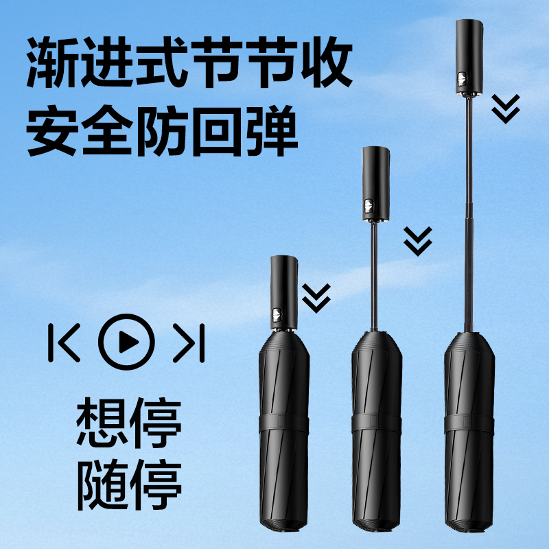 得力LY611自動(dòng)晴雨傘-節(jié)節(jié)收(10K58)(黑)(把)