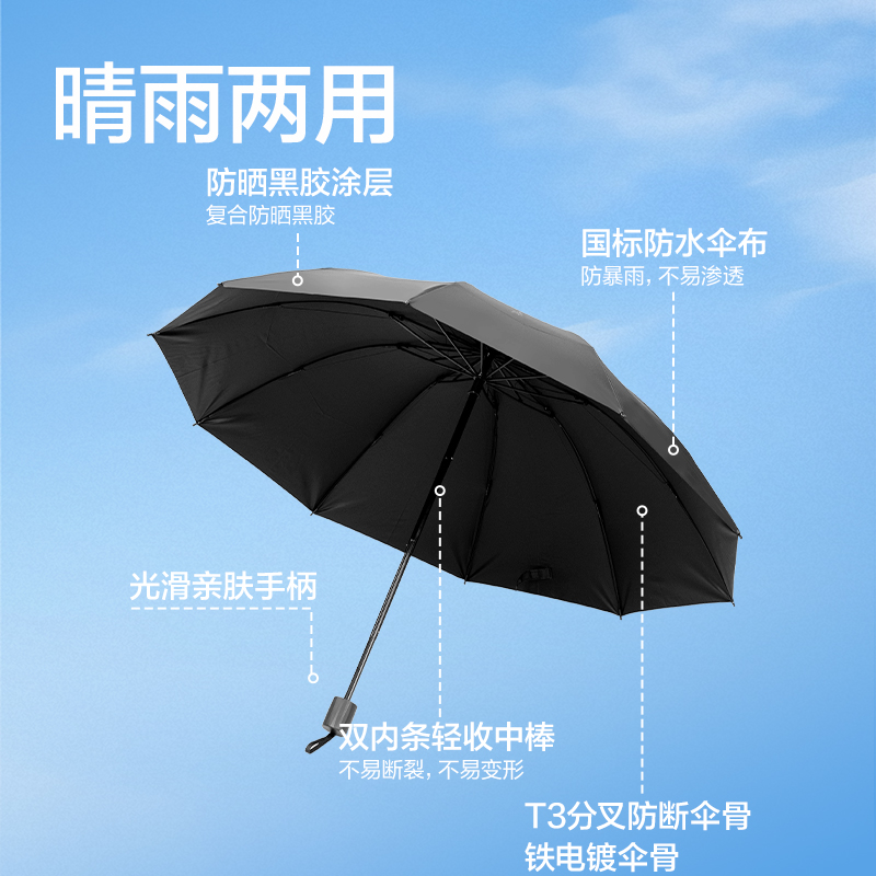 得力LY601加大晴雨傘(10K60)(灰)(把)