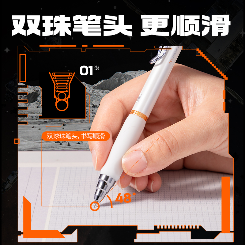 得力SA417-3速干按動(dòng)中性筆0.5mm雙球珠ST頭(黑)(3支/盒)