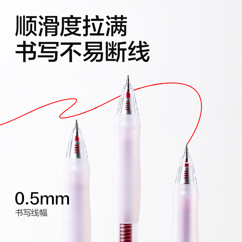 得力SA60爆款商務(wù)按動中性筆0.5mm速干ST頭(紅)(支)