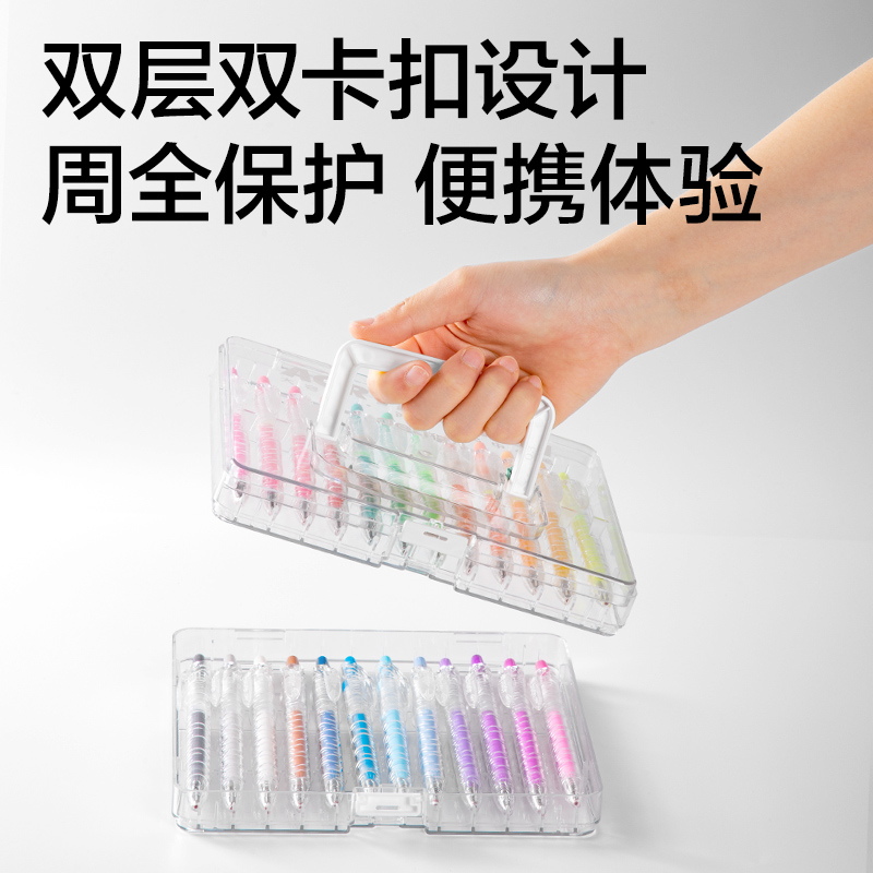 得力SA572大容量丙烯彩色中性筆1.0mm按動子彈頭(混)(24支/盒)