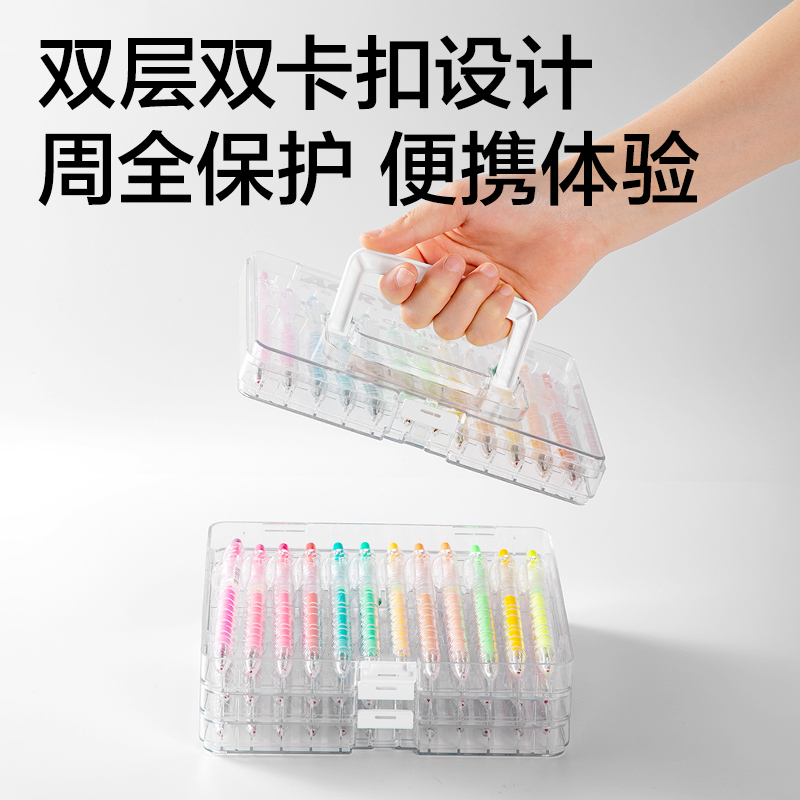 得力SA573大容量丙烯彩色中性筆1.0mm按動(dòng)子彈頭(混)(48支/盒)
