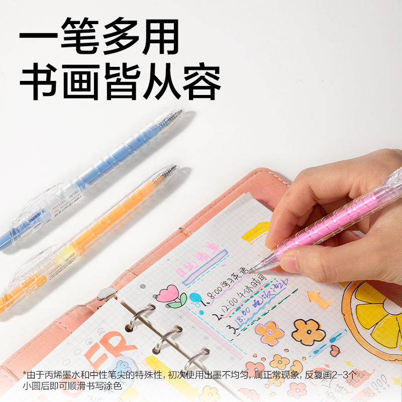 得力SA571大容量丙烯彩色中性筆1.0mm按動(dòng)子彈頭(混)(24支/盒)