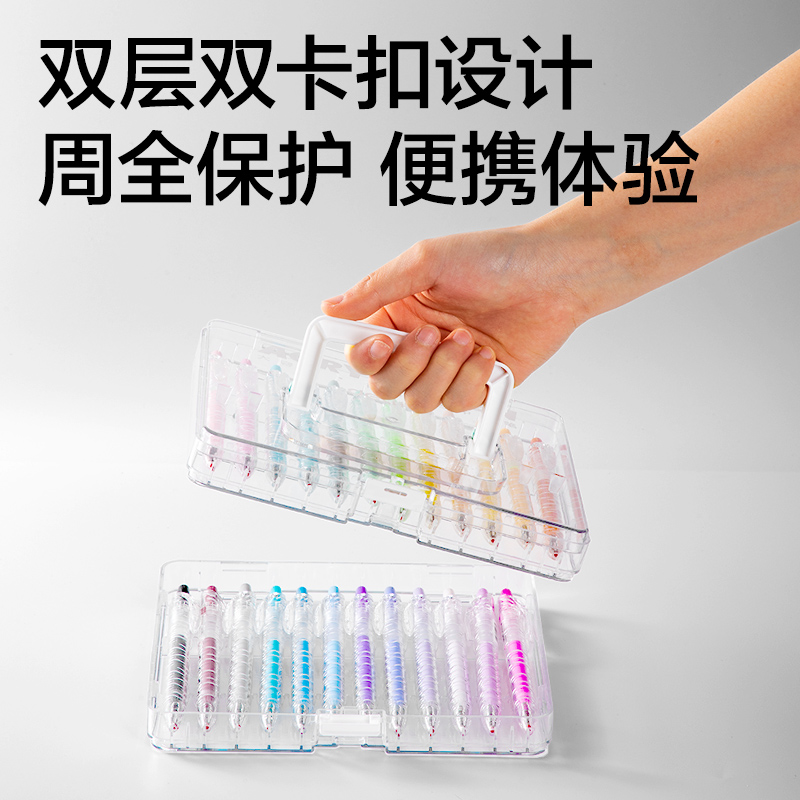 得力SA571大容量丙烯彩色中性筆1.0mm按動(dòng)子彈頭(混)(24支/盒)