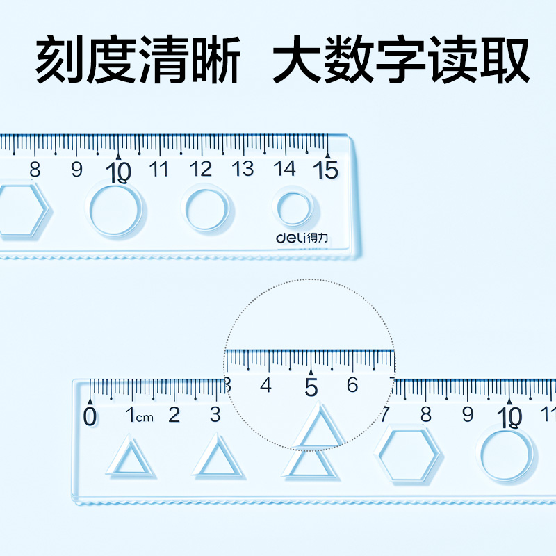 得力VC3-15T安全無異味圖形軟套尺15cm(透明)(套)