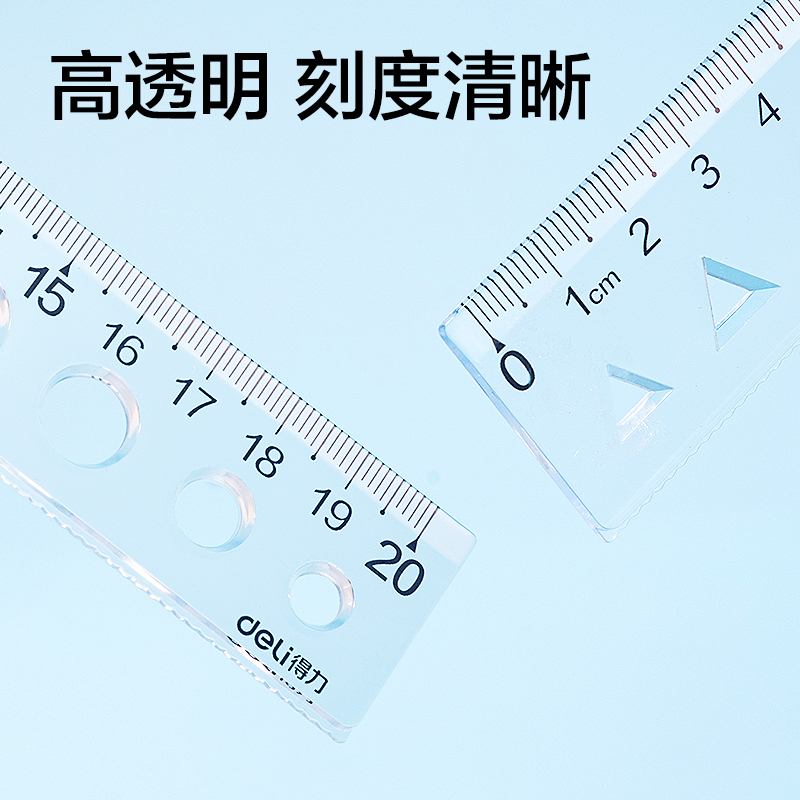 得力VC3-20T安全無(wú)異味圖形軟套尺20cm(透明)(套)