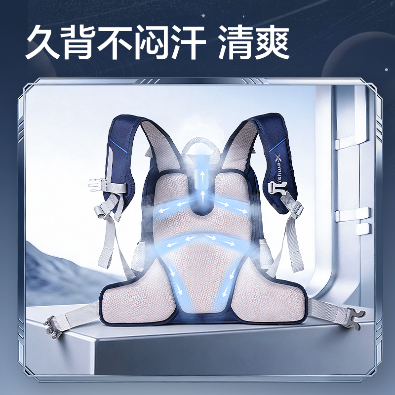 得力HT653航天系列撐腰王護(hù)脊書包(藏青)(個)