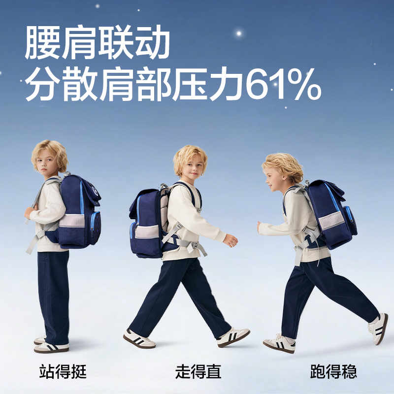 得力HT653航天系列撐腰王護(hù)脊書包(藏青)(個)