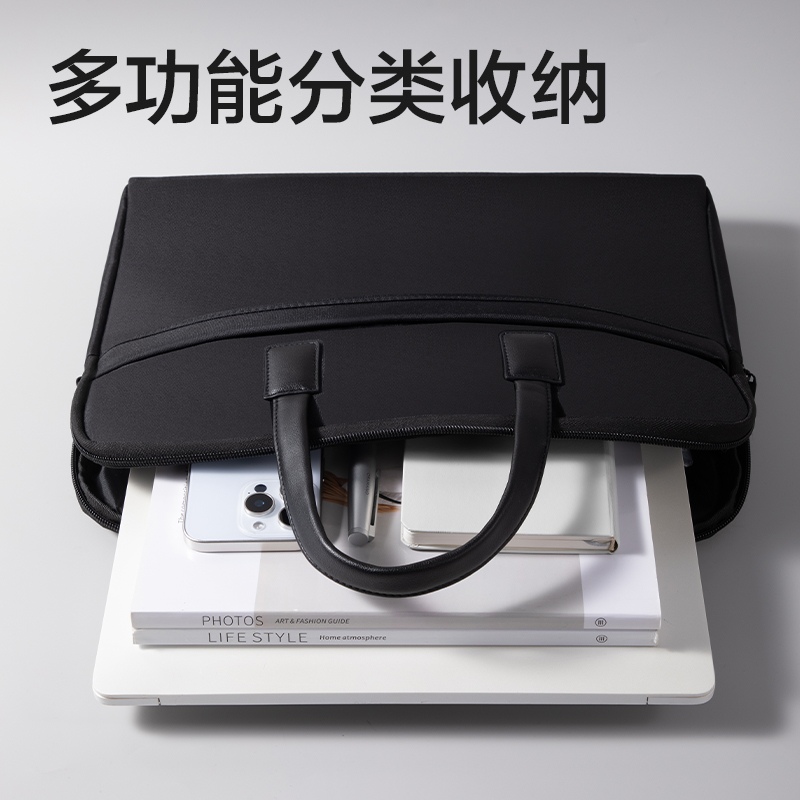 得力63751ES皮質(zhì)提手簡(jiǎn)約公文包(黑)(個(gè))