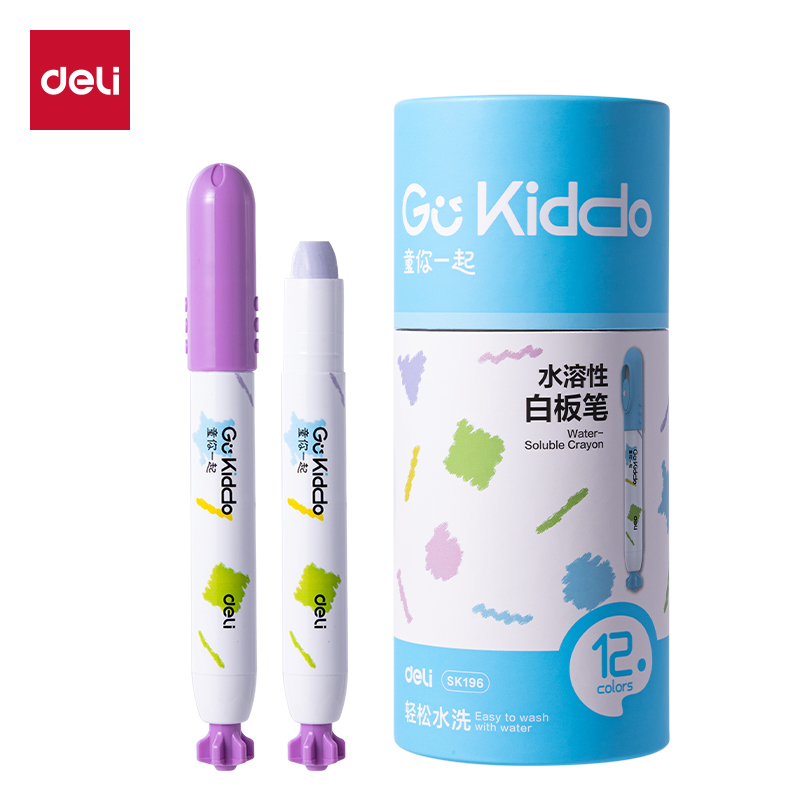 得力SK196水溶性白板筆(混)(12支/筒)