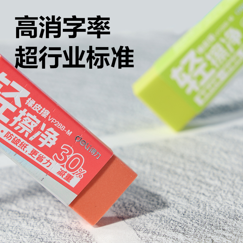 得力VP288-M彩色輕擦凈橡皮擦中號(hào)((混)(塊)