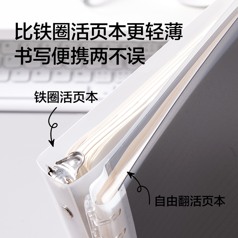 得力HB5503R軟脊本3孔可開合活頁本（混）