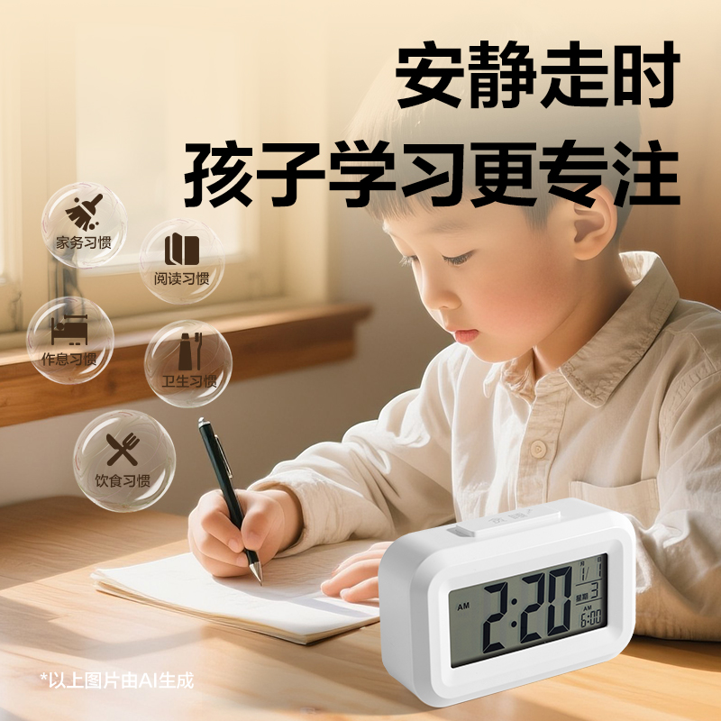 得力LE128時鐘-鬧鐘(白)(臺)
