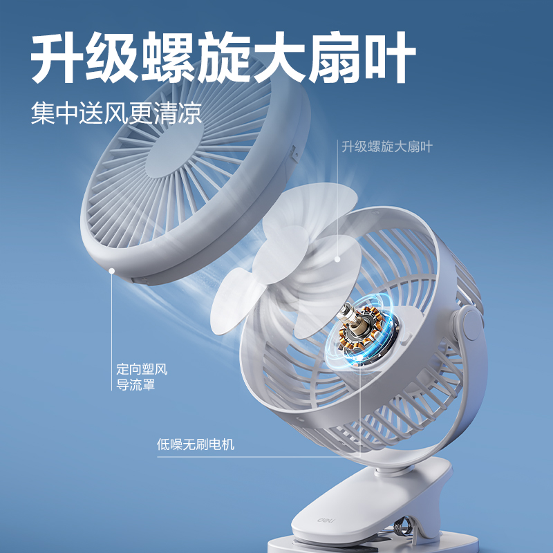 得力LK221插電款臺夾風扇(白)(臺)
