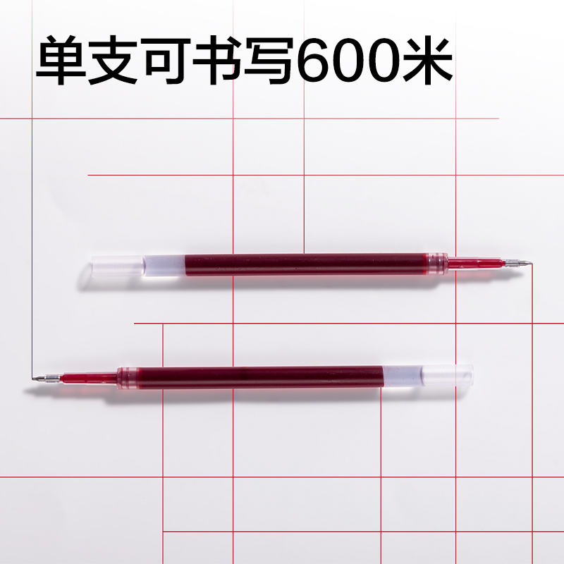 得力SE272刷題寓意類按動中性筆替芯0.5mm雙球珠ST頭(紅)(支)
