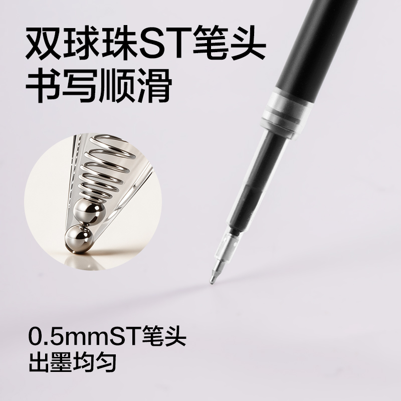 得力SE272刷題寓意類(lèi)按動(dòng)中性筆替芯0.5mm雙球珠ST頭(黑)(支)