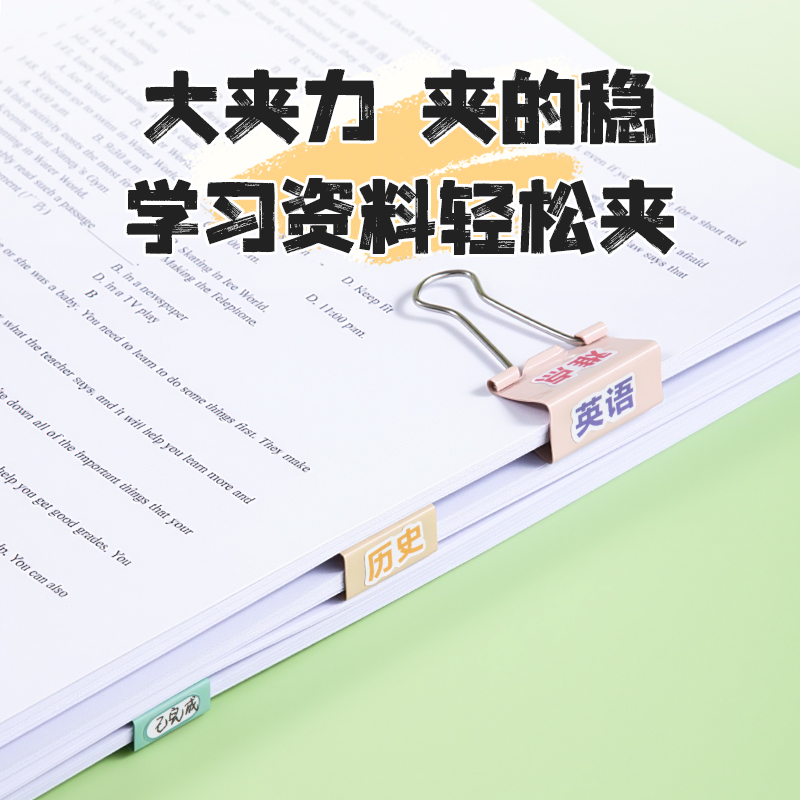 得力TP528學(xué)科長尾票夾5#夾寬19mm袋裝(混)(12個/袋)