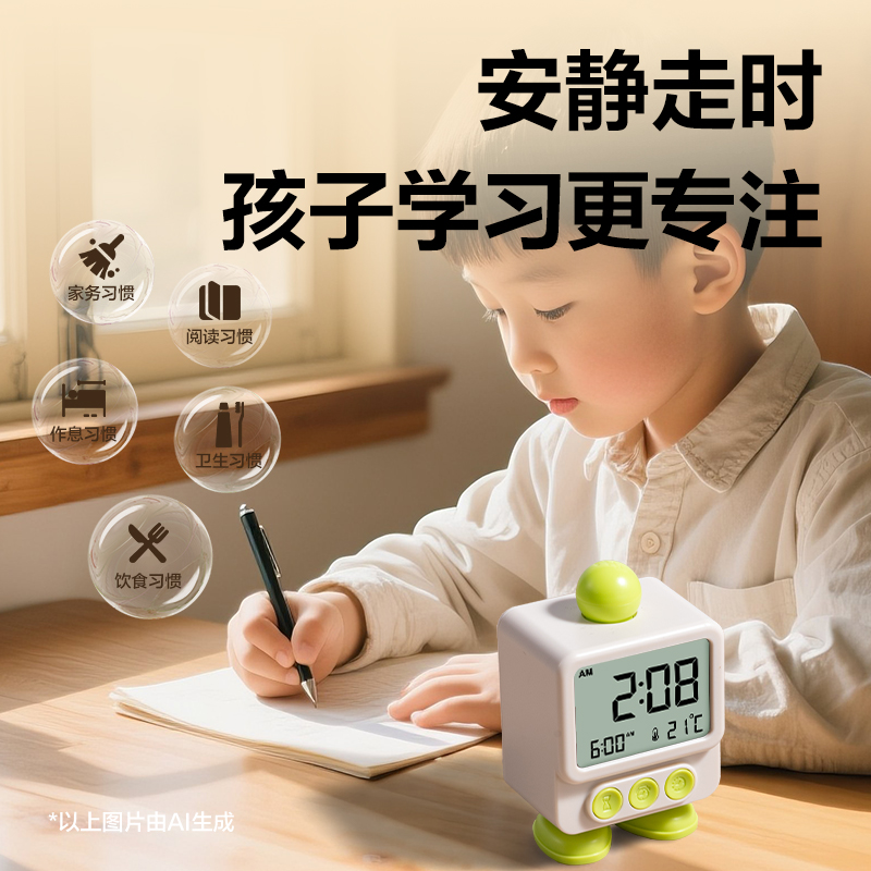 得力LE132時(shí)鐘-鬧鐘(綠)(臺(tái))