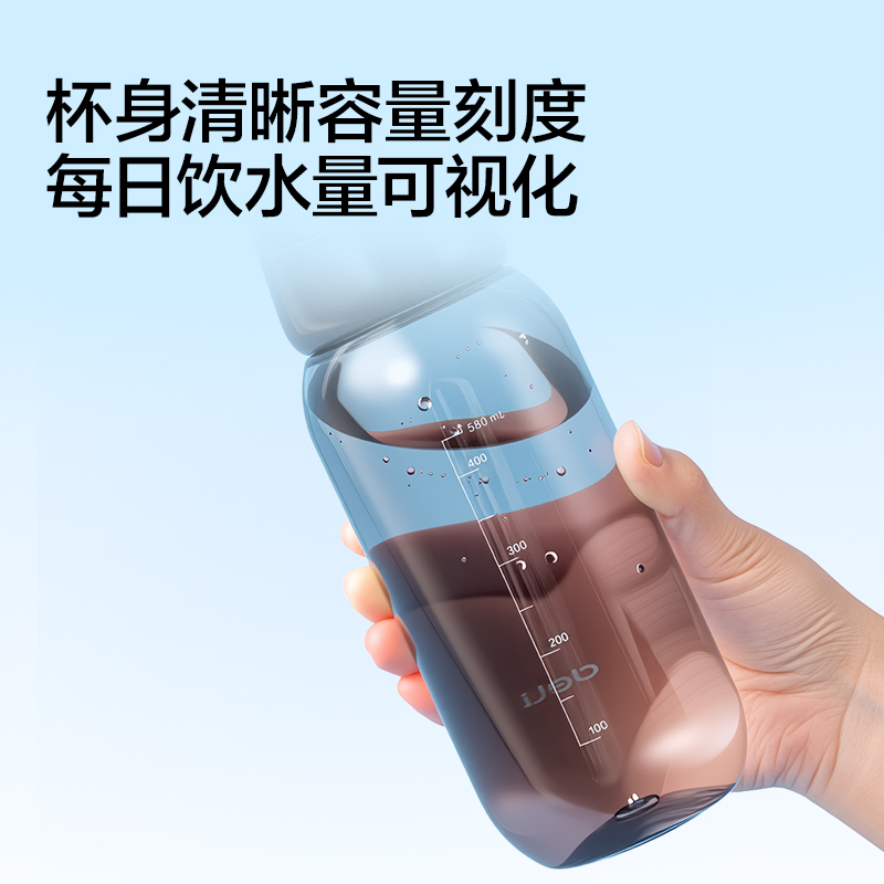 得力LL318隨行杯旋蓋580mL(藍)(盒)