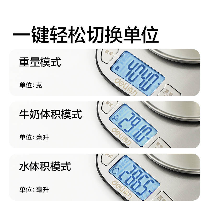 得力TE945電池款廚房秤5Kg/0.1g(銀色)(臺)