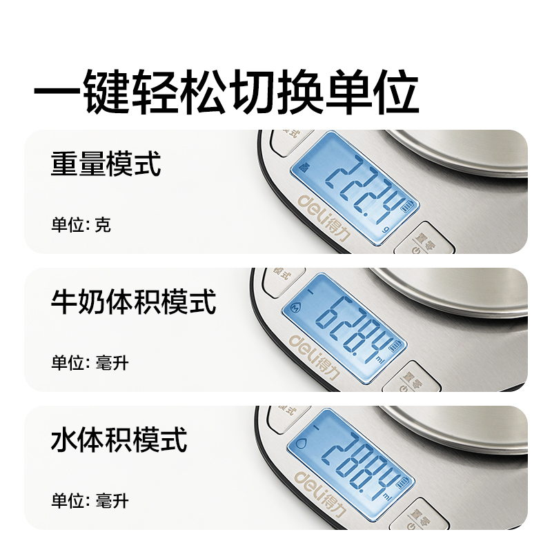得力TE946充電款廚房秤5Kg/0.1g(銀色)(臺)