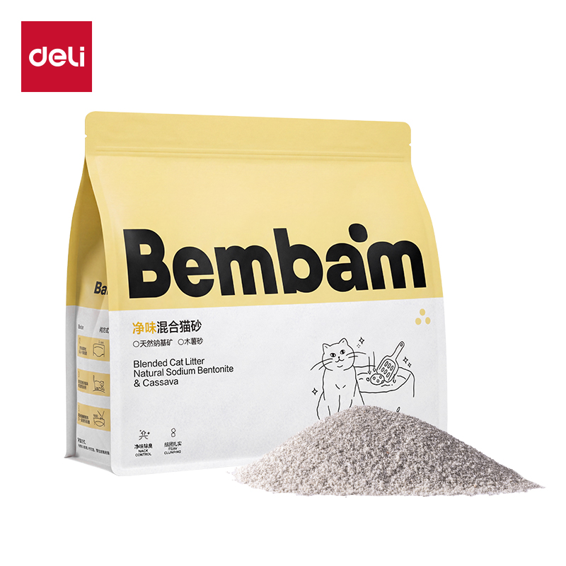 得力Bembam_BM05_2.5kg天然鈉基礦木薯混合貓砂(混)(包)
