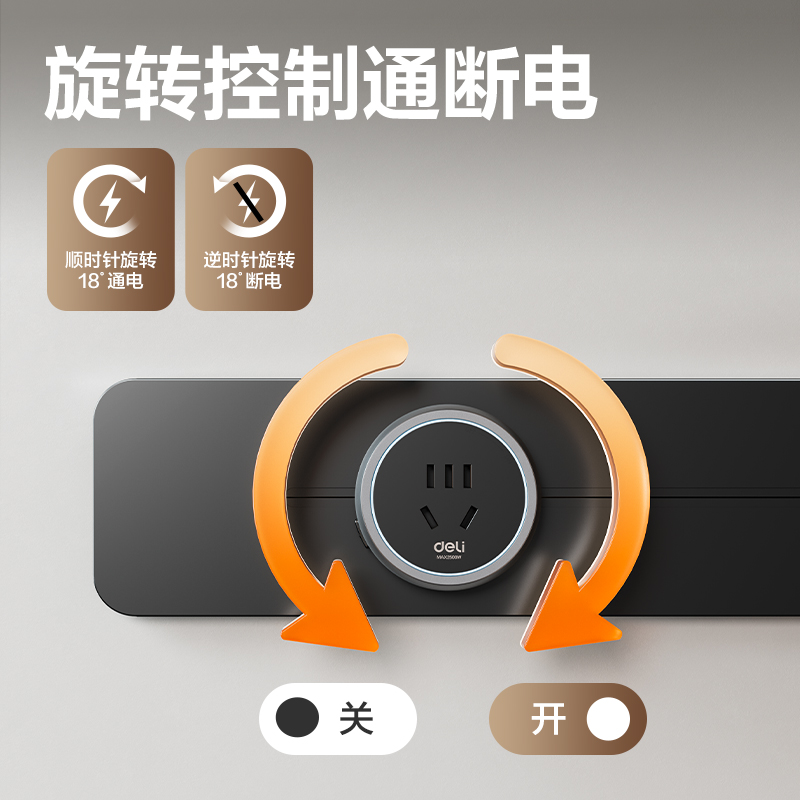 得力LU6105軌道插座  50+3  牛皮盒裝 (黑)(個(gè))