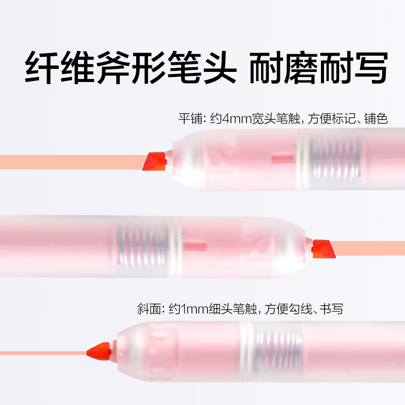 得力SK406按動(dòng)熒光筆馬卡色系(支)(蜜柚橙)