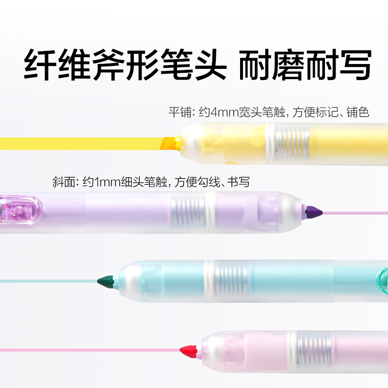 得力SK506按動(dòng)熒光筆馬卡色系(盒)(混)