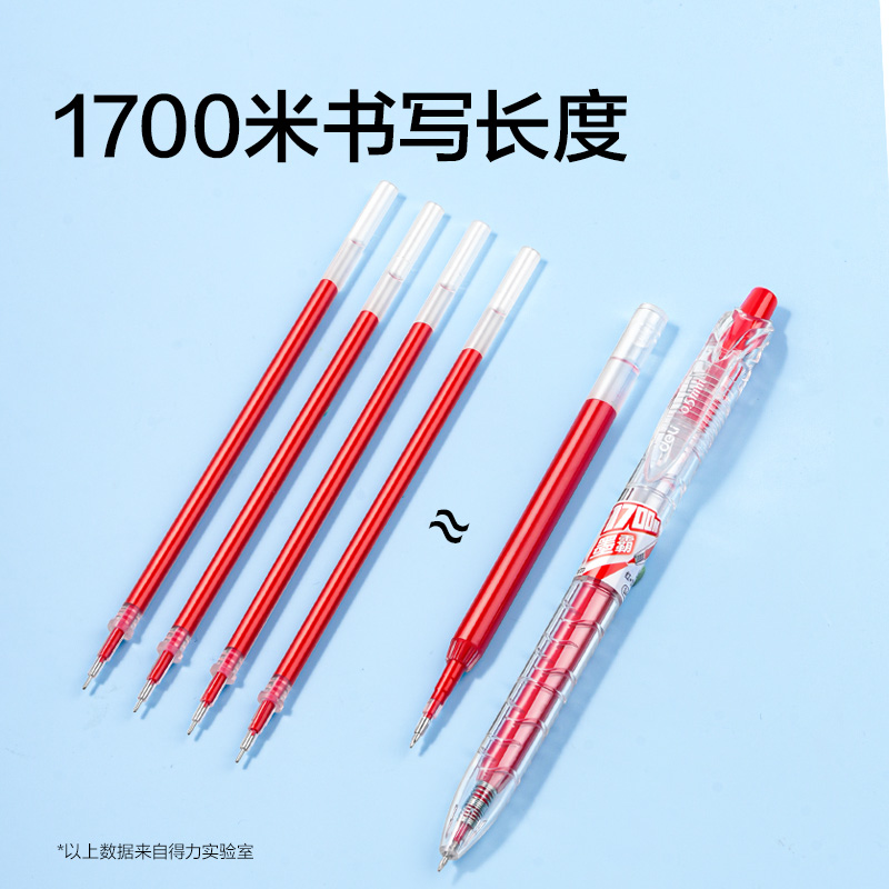 得力SA1700刷題大容量速干按動常規(guī)中性筆0.5mmST頭(紅色)(支)