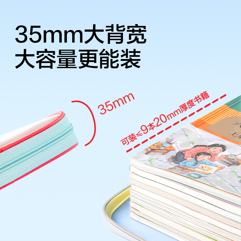 得力PP188_U型撞色PVC學科拉鏈袋(藍)(個)