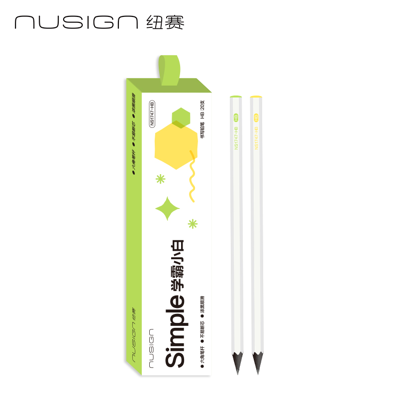 紐賽NS1747-HB六角白桿黑木紐賽鉛筆HB(混)(20支/盒)
