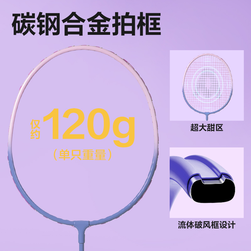 安格耐特FH150碳鋼合金羽毛球拍-音爆羽線系列(對(duì)拍)(紫色、粉色)(付)