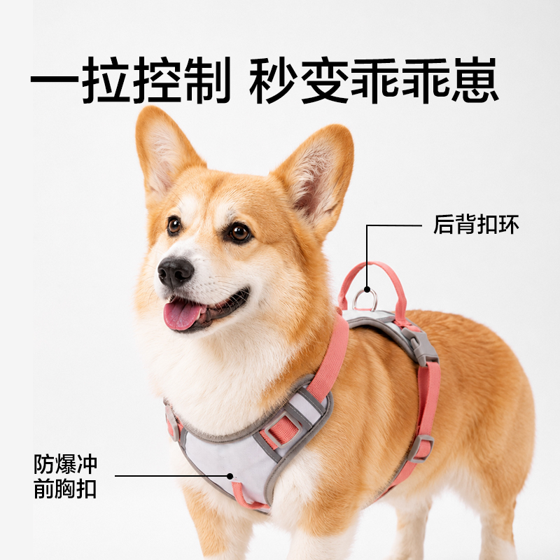 得力Bembam_BM508_M碼H型胸背牽引繩(灰)(個(gè))
