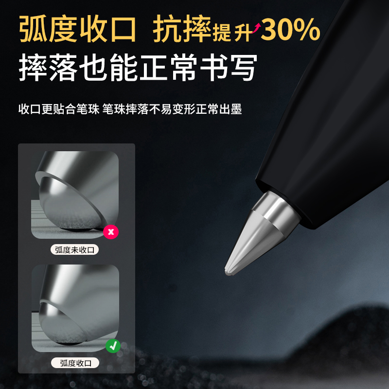 得力S01Pro-12弧度收口按動(dòng)中性筆0.5mm子彈頭(黑)(支)